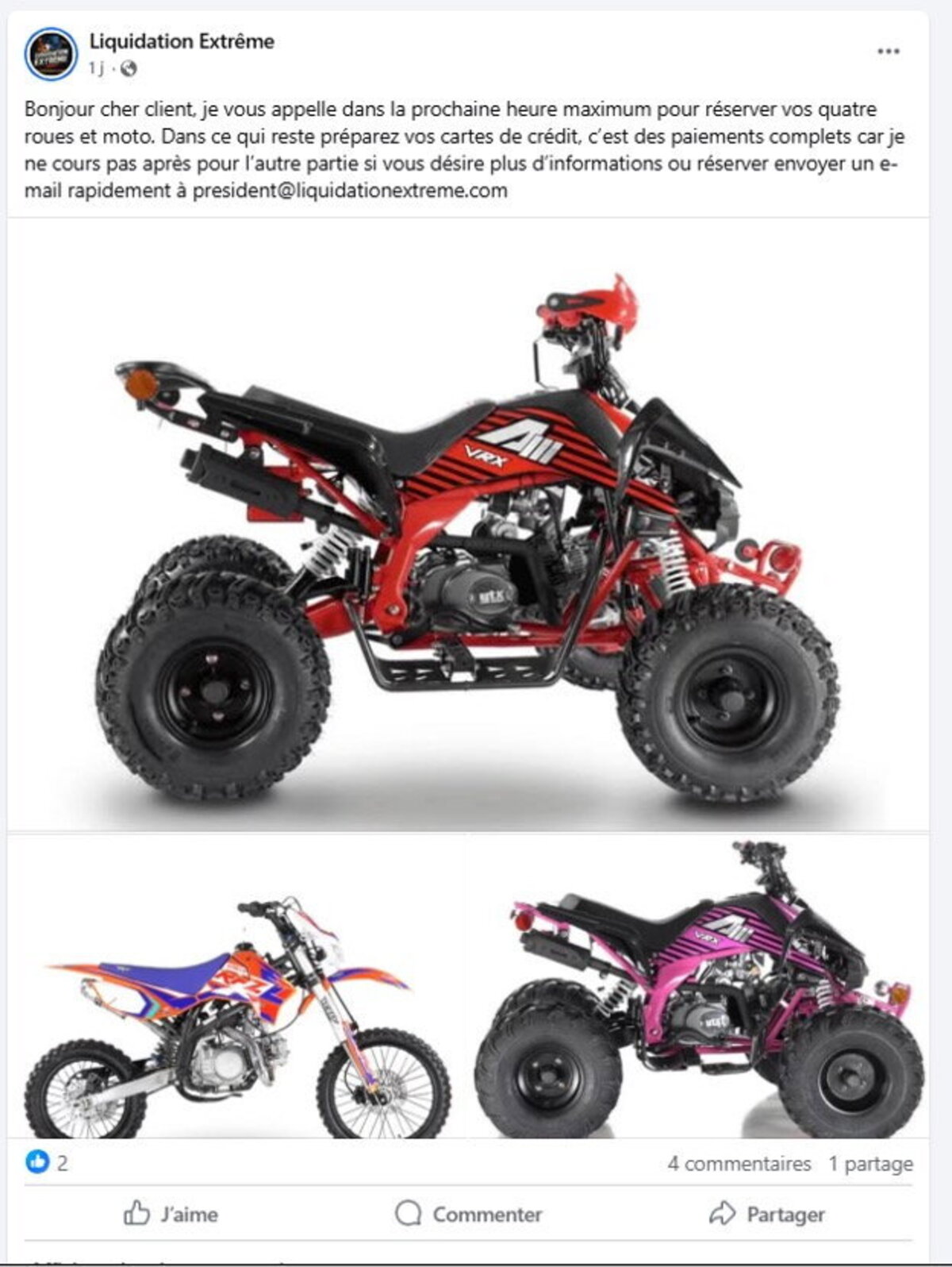 This publication carried out on an old Facebook page of extreme liquidation shows protected brand devices whose traders heavily affected extreme liquidation photos were taken on the websites of Apollo Motors Canada retailers.